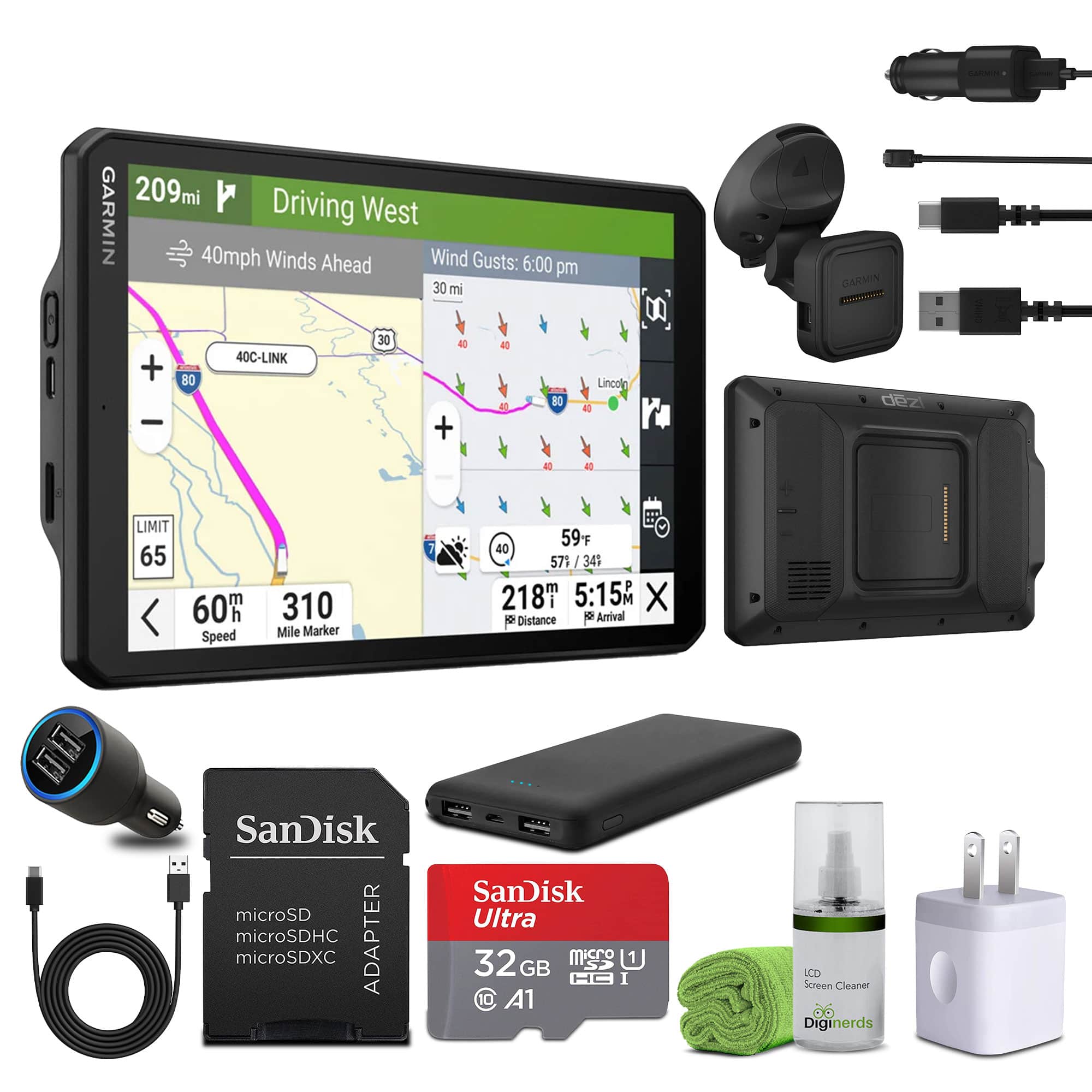 Garmin - dezl OTR820, Large, Easy-to-Read 8” GPS Truck Navigator Bundle - Black