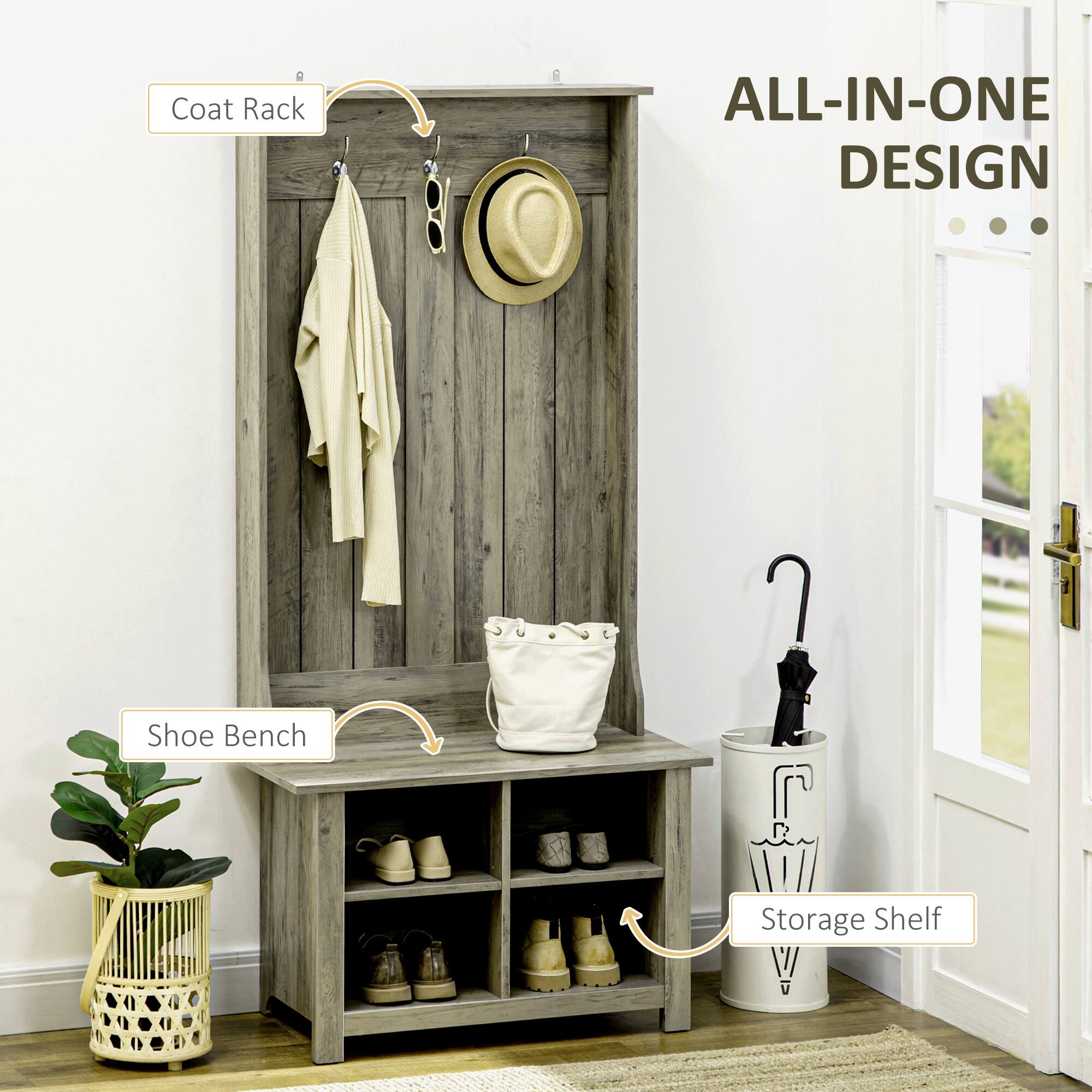 Coat Rack  
ALL-IN-ONE DESIGN  
Shoe Bench  
Storage Shelf