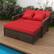 Alt View 3. Costway - Patio Rattan Daybed Wicker Loveseat Sofa with Multifunctional Ottoman - Mix Brown + Red.