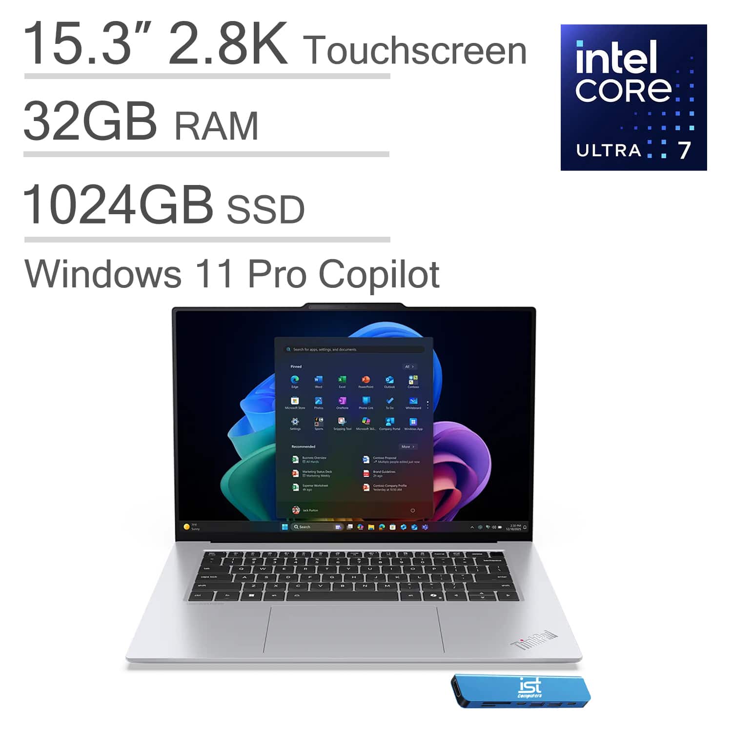 Lenovo - ThinkPad X9 15 Gen1 Aura Edition 15" 2.8K OLED Touchscreen Laptop - Intel Core Ultra 7 258V - 32GB RAM - 1TB SSD - Glacier White