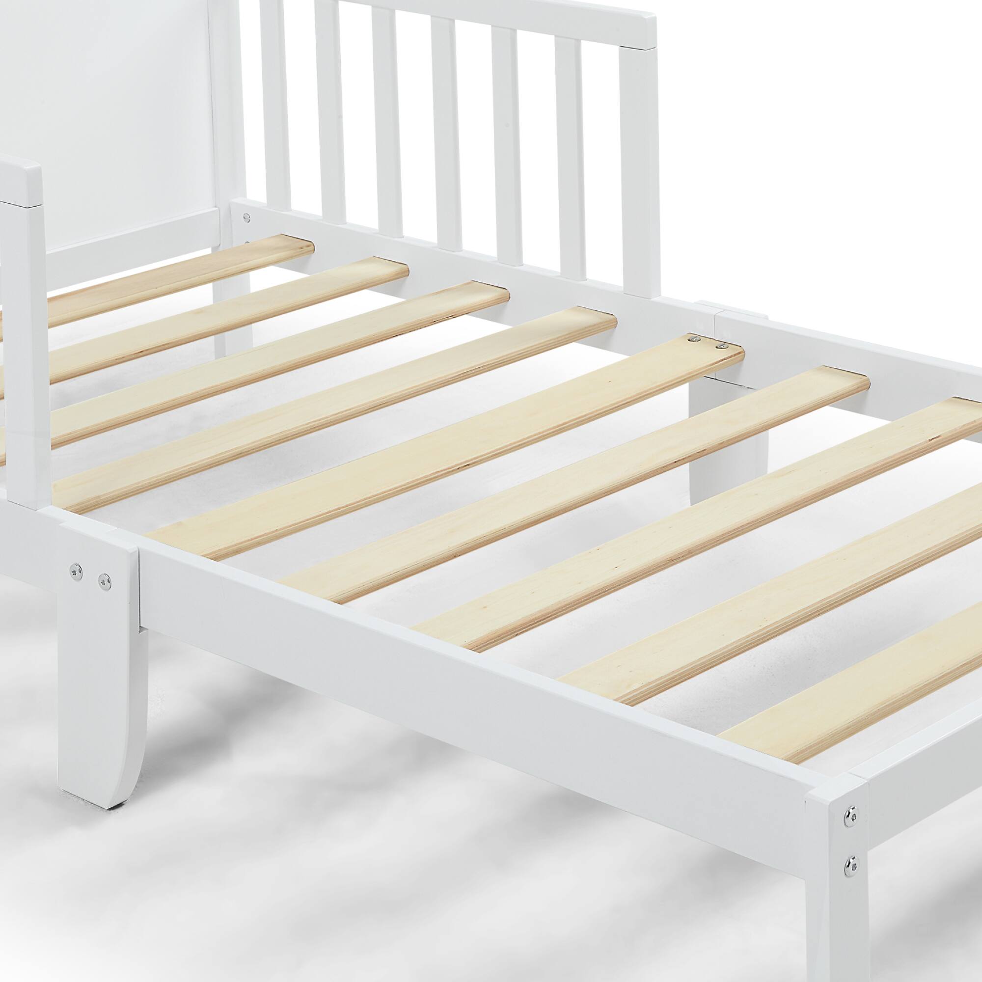 Alt View 2. GOODSILO - Solid Wood Toddler Bed with Safety Rails and Low-Profile Design for Secure Sleeping Environment - White.