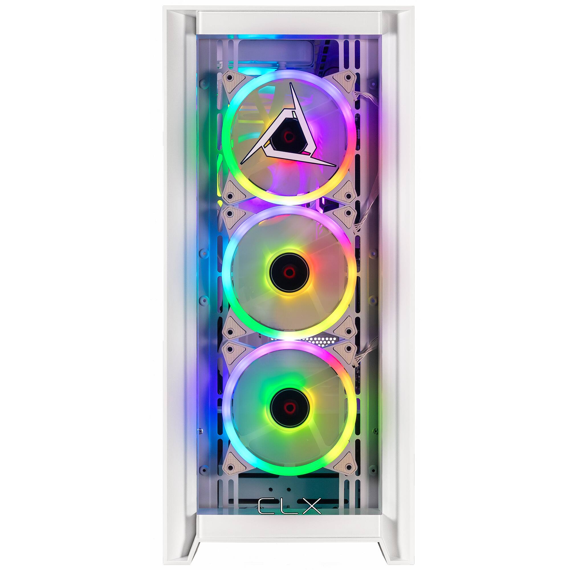 Angle. CLX - CLX SET Gaming Desktop - Intel Core Ultra 7 265KF - 64GB DDR5 5600 Memory - GeForce RTX 5060 Ti 16GB - 2TB NVMe M.2 SSD - White.