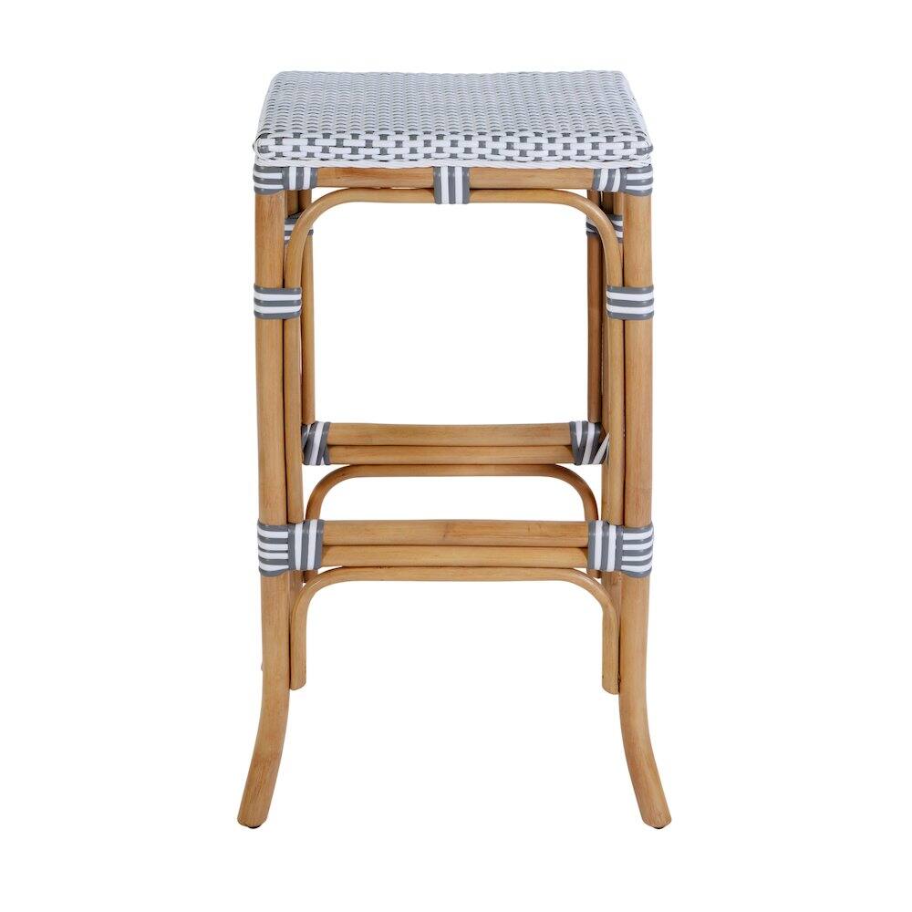 Back. Butler Specialty - Laguna 30.5 in. Seat Height Rectangular Rattan Backless Bar Stool White and Gray - White And Gray.