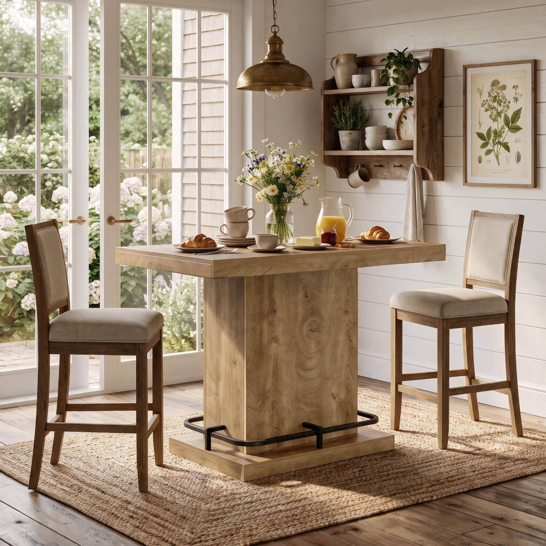 Left. Tribesigns - 47" Dining Table for 4, Farmhouse Rectangular Kitchen Table - Brown.