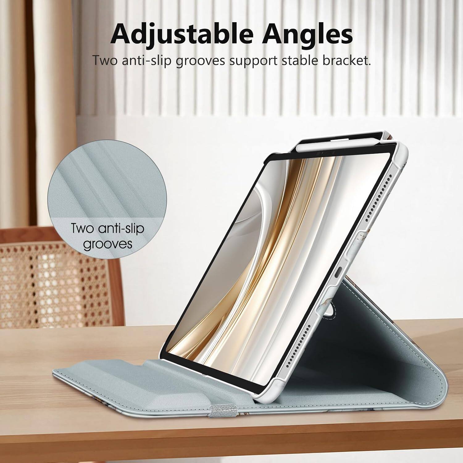 Adjustable Angles  
Two anti-slip grooves support stable bracket.  
Two anti-slip grooves