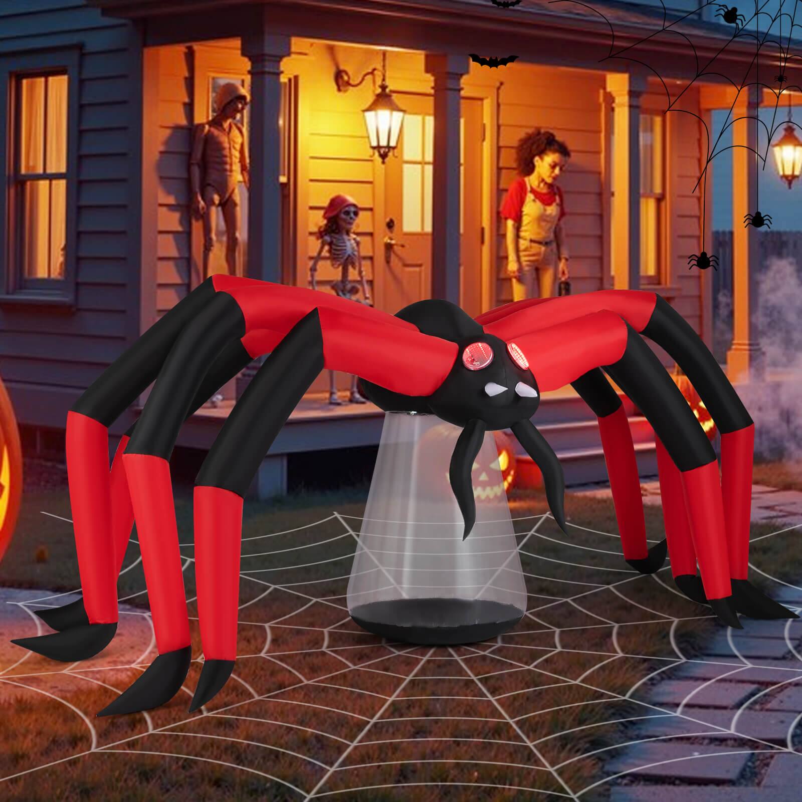 Alt View 4. Costway - Costway 5 FT Halloween Inflatable Spider with Red Tunnel Light Eyes Ground Stakes for Lawn - Multicolor.