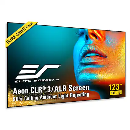 - ULTRA-SHORT throw
- ELITE SCREENS
- Aeon CLR® 3/ALR Screen
- 90% Ceiling Ambient Light Rejecting
- 123" 16:9