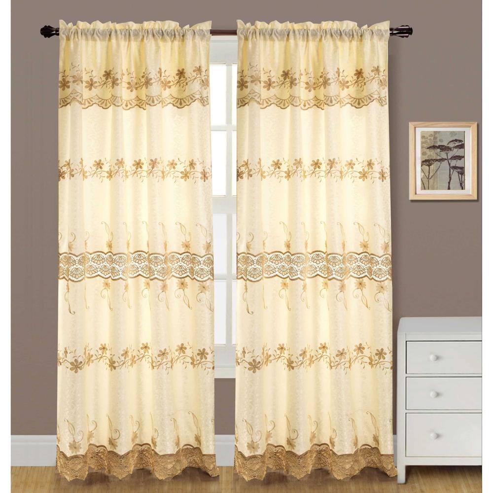 Angle. RT Designers Collection - RT Designers Collection Alisa Macrame Rod Pocket Window Room Darkening Panel 54" x 84" Beige - Beige.