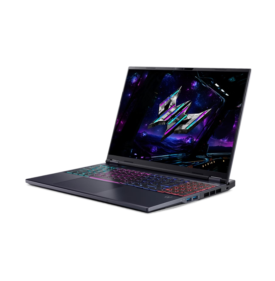 Left. Acer - 16" Predator PHN16‑73 Gaming Laptop 2560x1600 Intel Core Ultra 9‑275HX 32GB 1TB SSD RTX 5070 Ti.