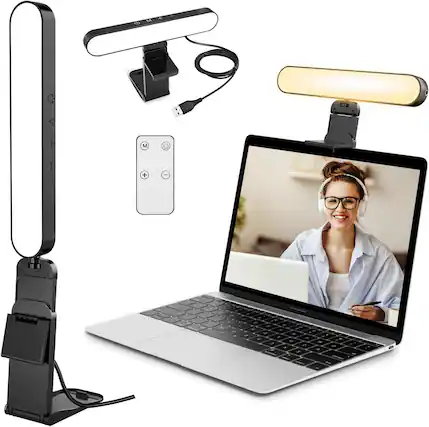 Front. Schertz - Video Conference LED Ring Light with Remote & Touch Control – Desk Selfie Light for Zoom, Streaming & Podcasts.