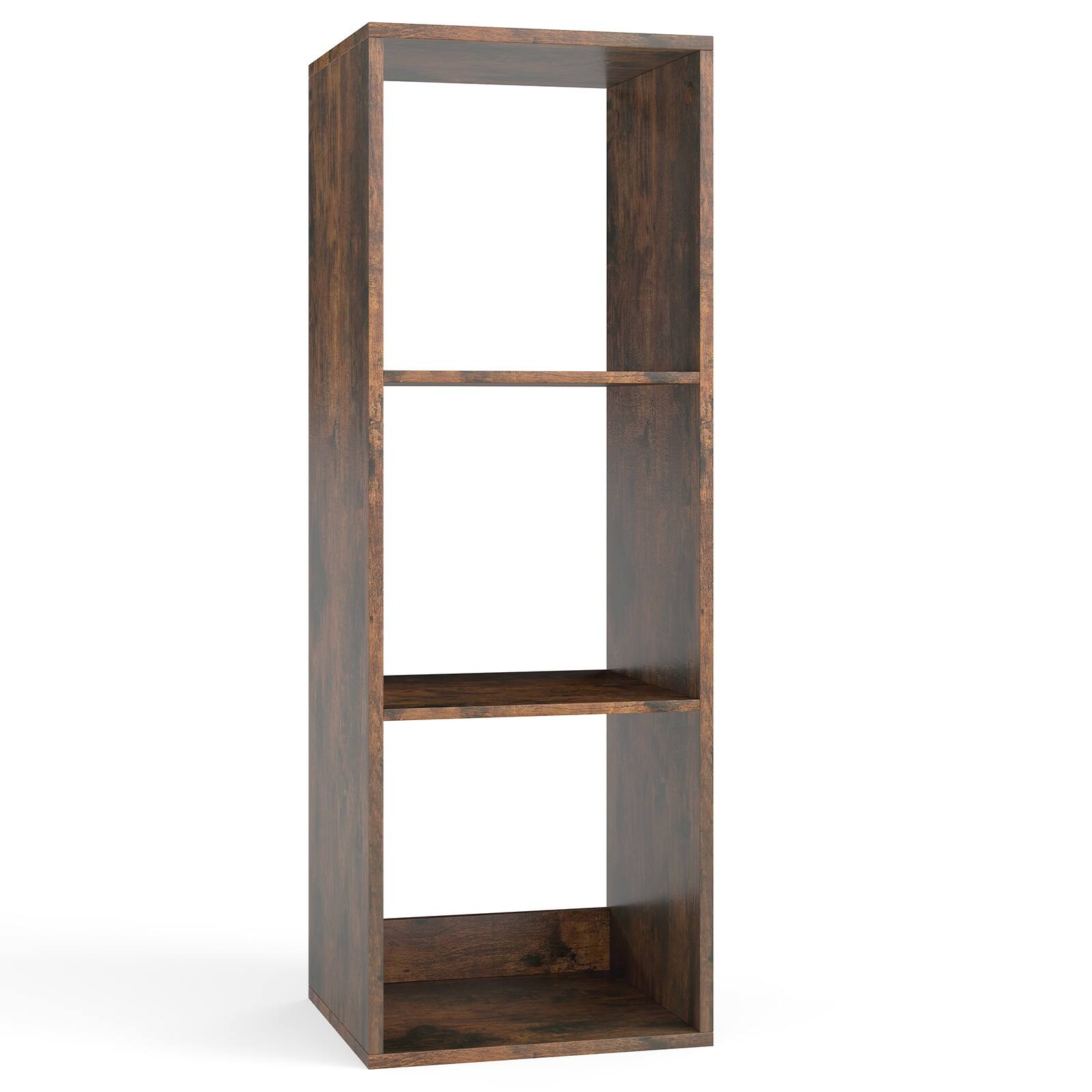Alt View 9. Gymax - Gymax 2PCS 3-Cube Bookshelf Modern Vertical Bookcase w/ Anti-tipping Kits Coffee - Brown.