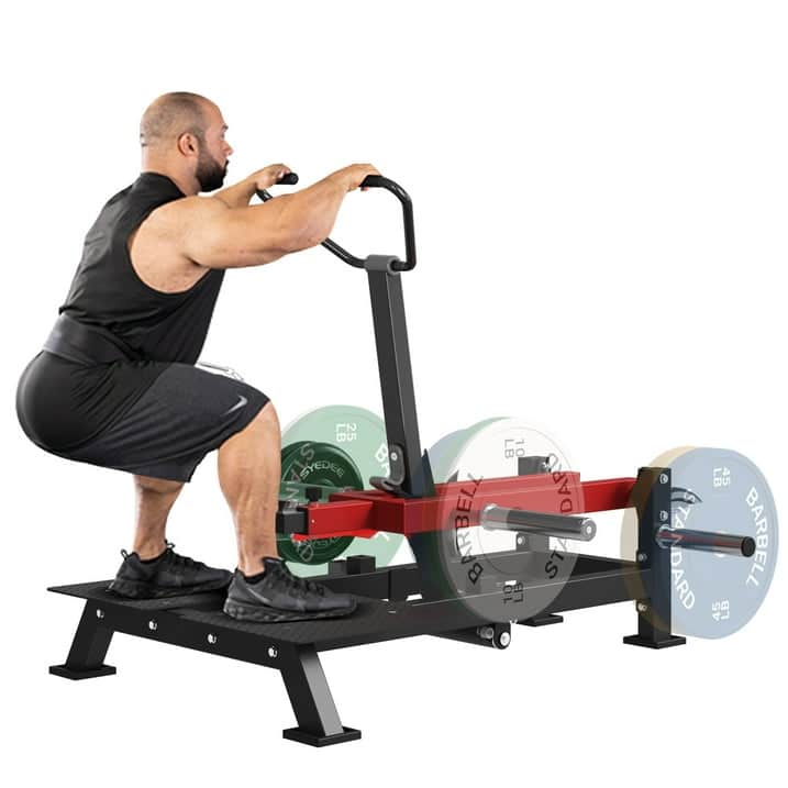 Syedee - Belt Squat Machine, Hack Squat Machine with Weightlifting Belt - 4 Adjustable Positions, 800lb Weight Capacity - Red