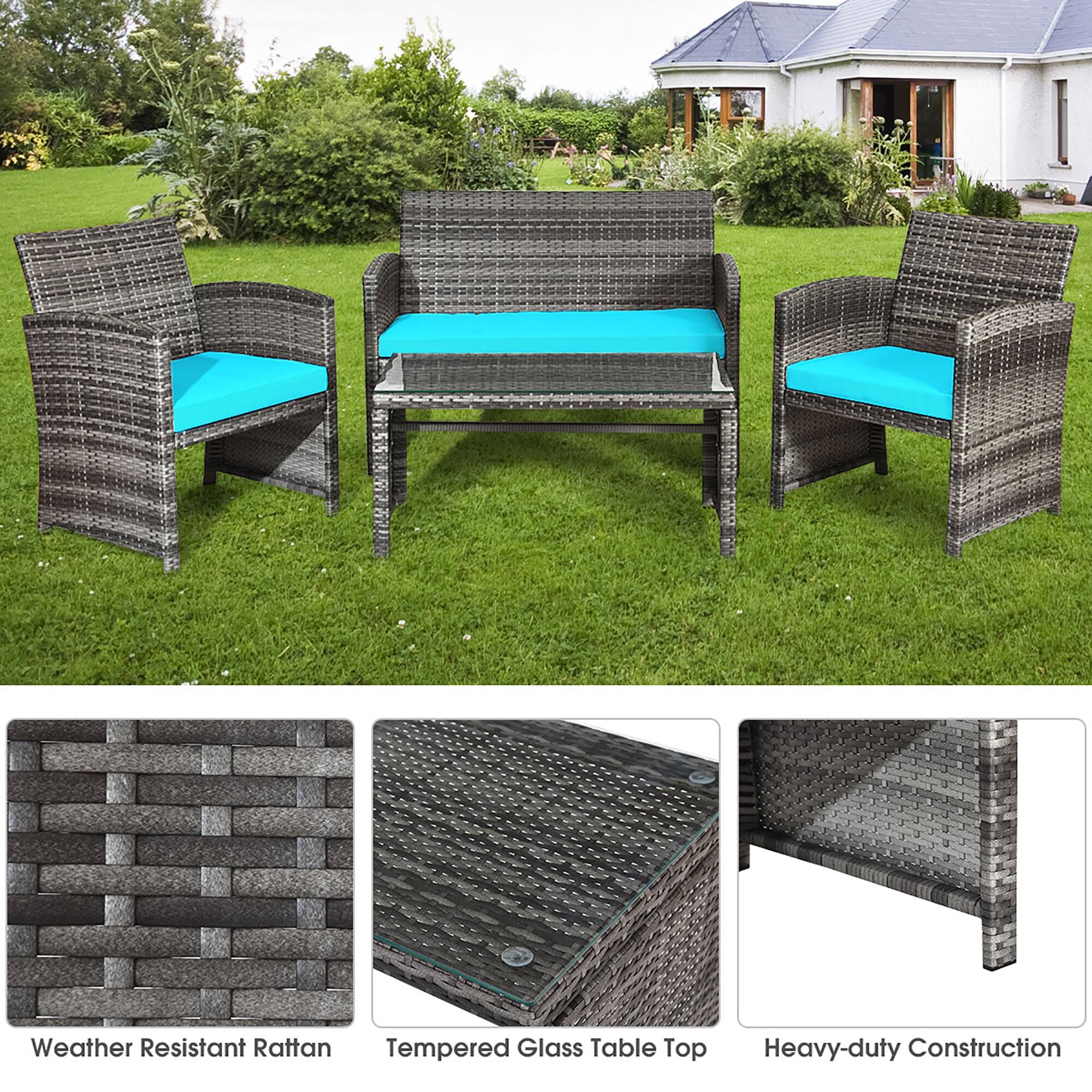 Weather Resistant Rattan, Tempered Glass Table Top, Heavy-duty Construction