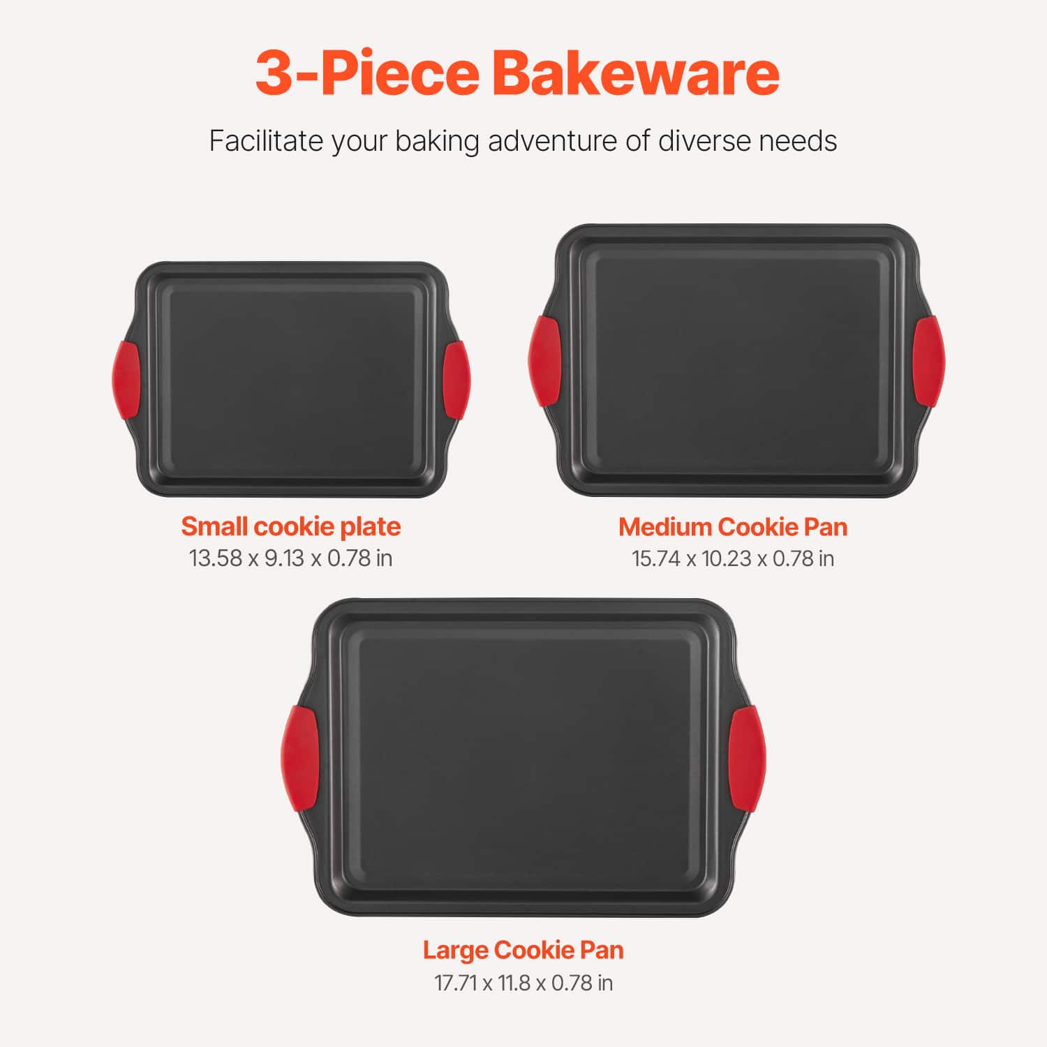 VEVOR Baking Pans Set 3-Piece Nonstick Carbon Steel Cookware - Thumbnail 5