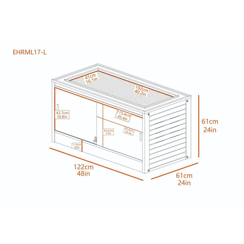 EHRML17-L  
41cm 16.1in  
40.2in 102cm  
42.7cm 16.8in  
45.4in 15.4cm  
62 62.4cm  
43.2cm 17in  
24.5in 61 1cm  
24in 11.6cm 4.6in  
C 122cm 48in  
61 cm 24in