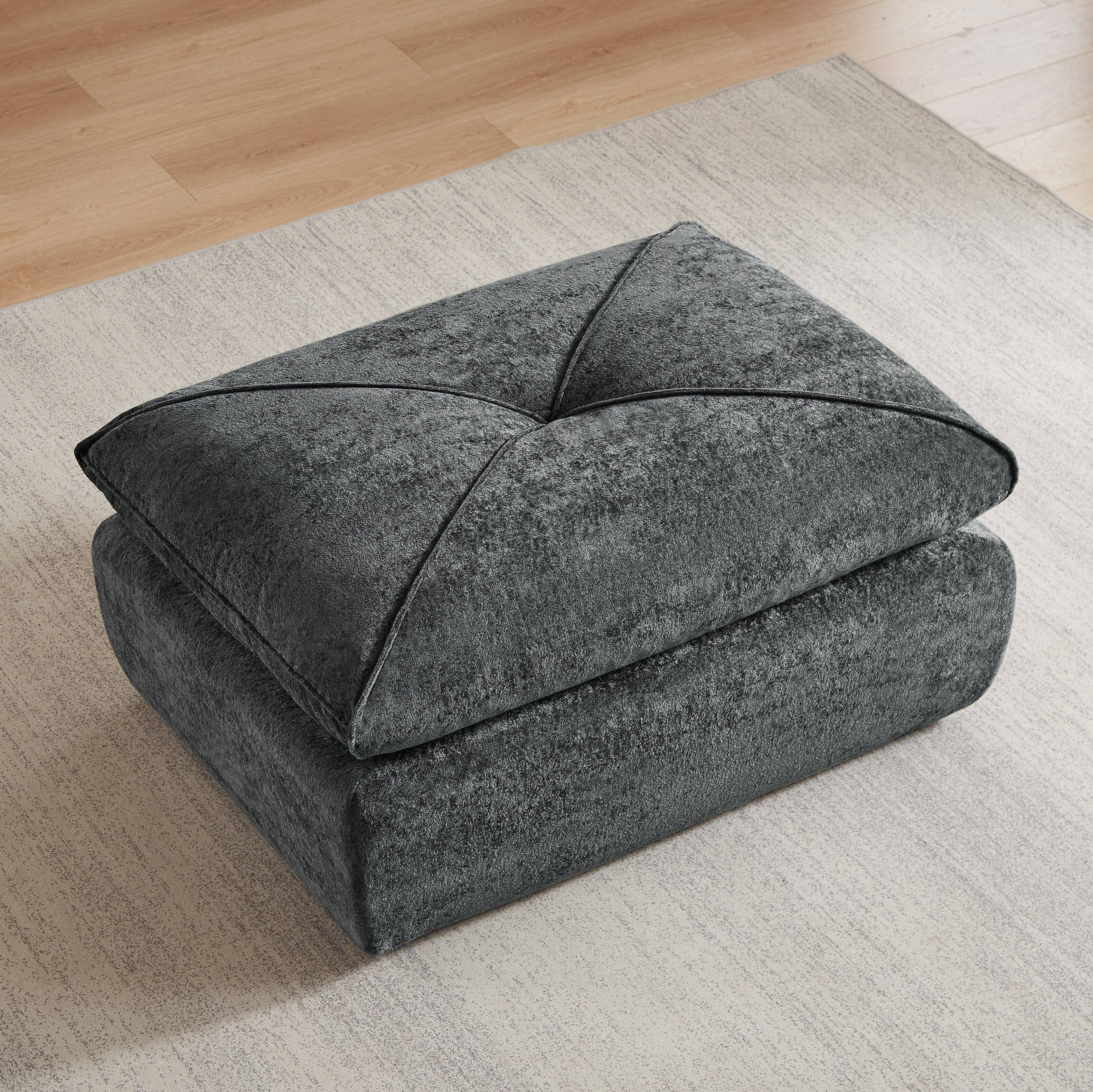 Back. Loheer - Loheer Dark Gray Chenille Ottoman Large Living Room Footstool Multi-Functional Modular Sofa Piece 42 Inch - Dark Gray.