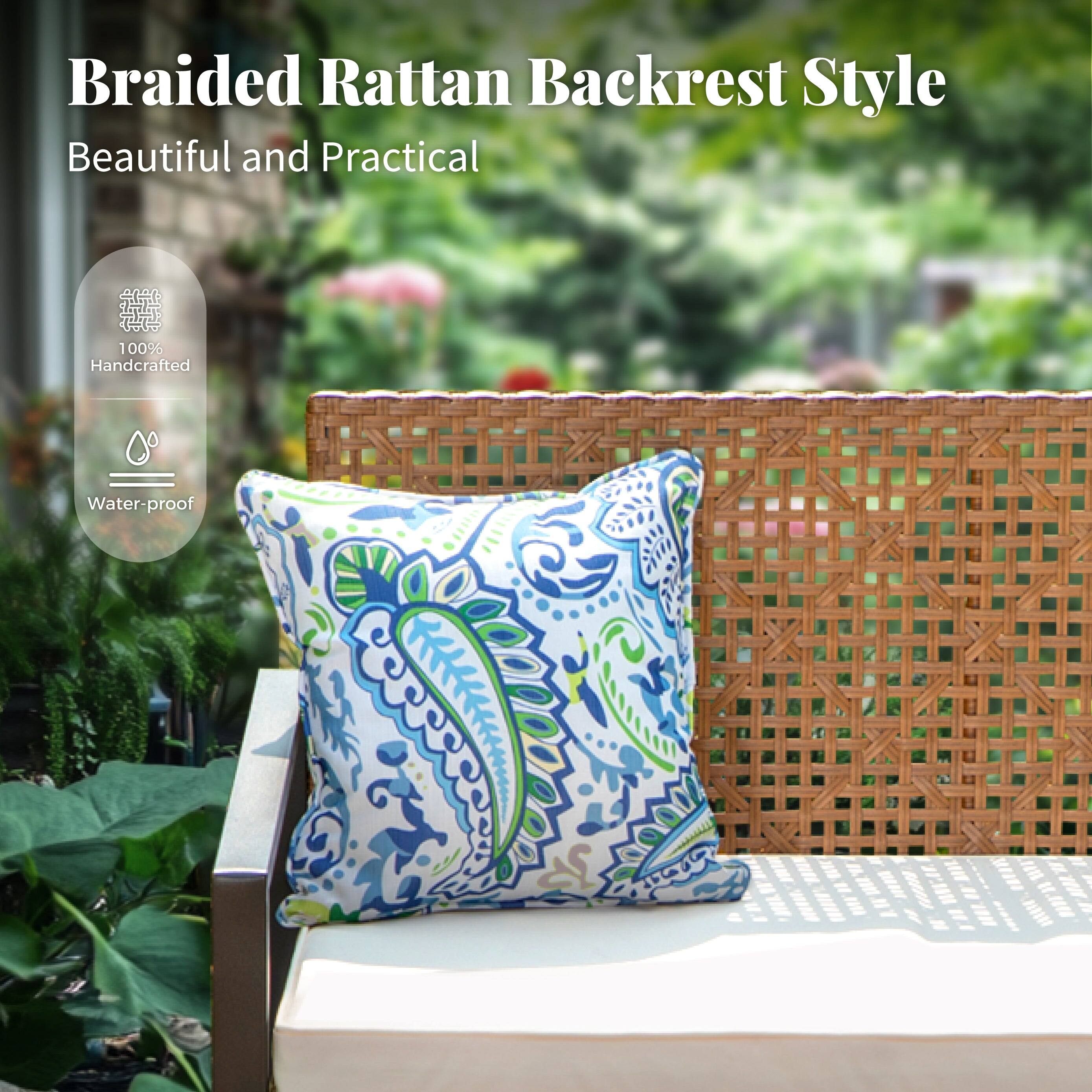 Braided Rattan Backrest Style  
Beautiful and Practical  

100% Handcrafted  
Water-proof