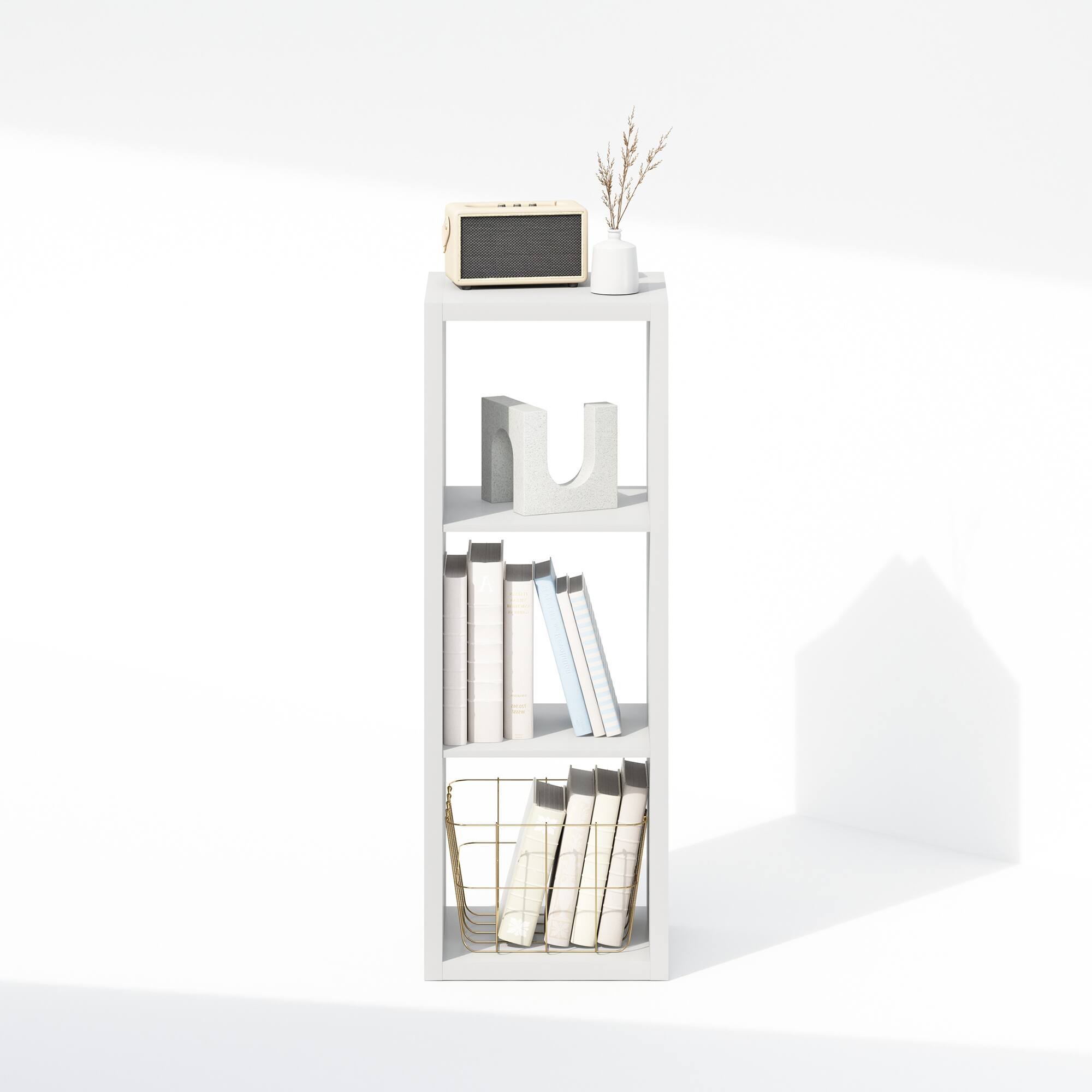 Alt View 4. Furinno - Cubic Open Back Multipurpose Clothing & Closet Storage Organizer Shelf, 3-Cube - White.