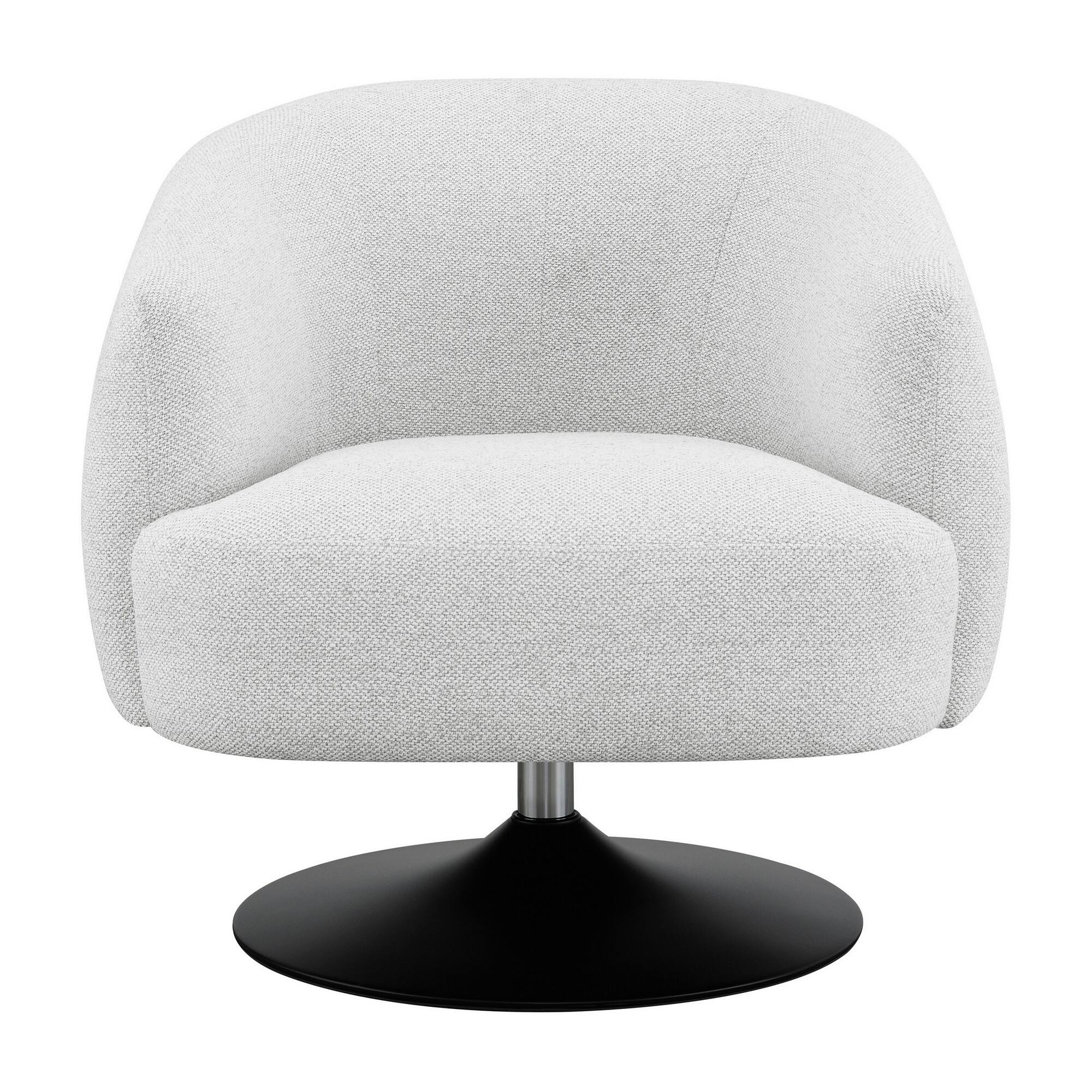 Angle. Manhattan Lane - 32 Inch Barrel Foam Accent Chair, Swivel Pedestal Base Boucle Fabric - Beige, Black.