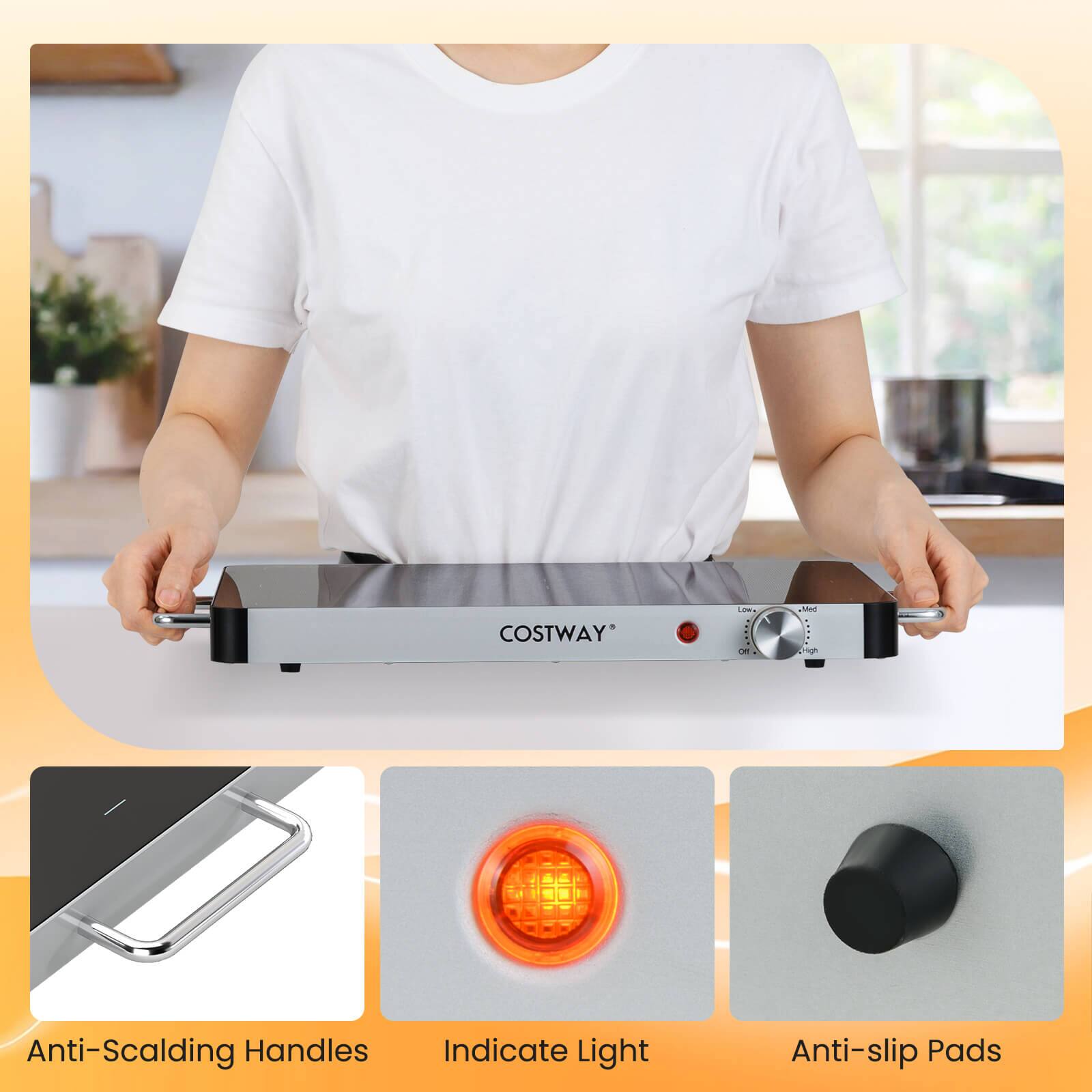 COSTWAY - 2-in-1 Anti-Scalding Handles Indicate Light Anti-slip Pads
