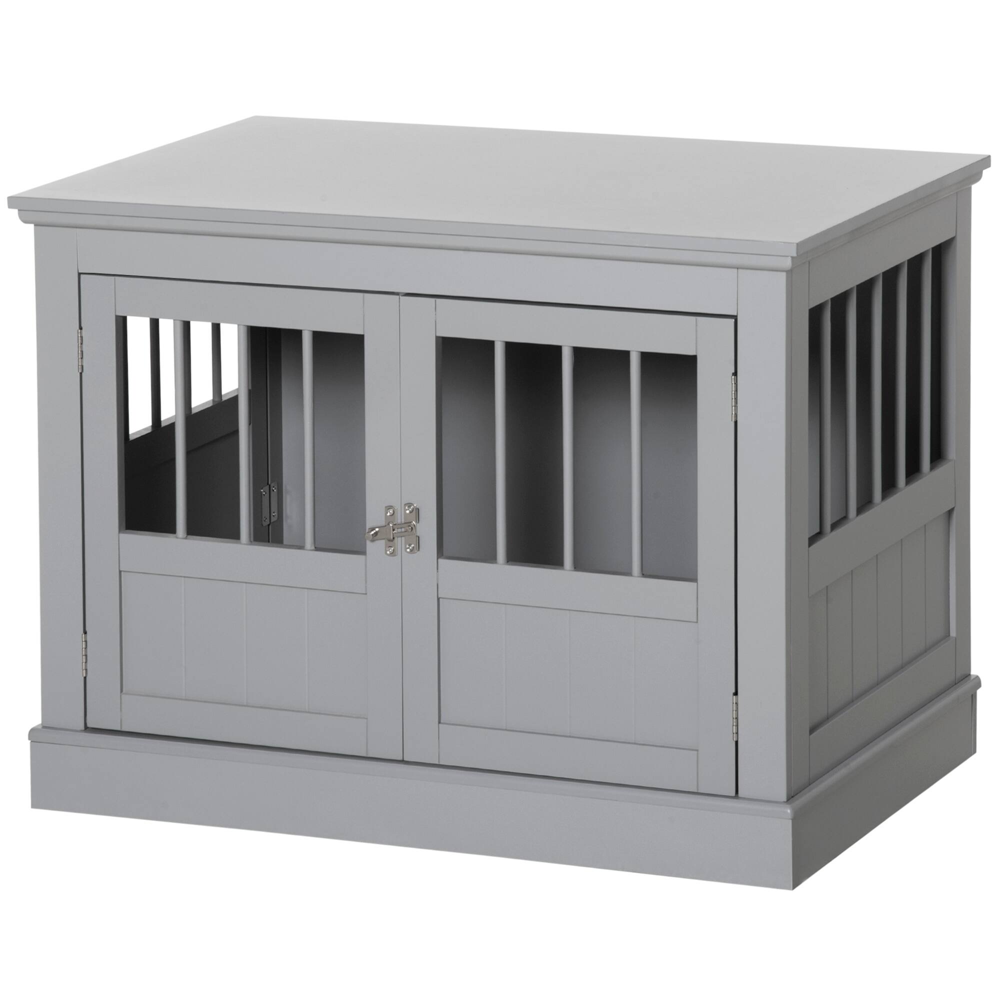 Alt View 6. Siljoy - Wooden Dog Crate End Table with Triple Doors, Magnetic Closure & Steel Frame for Small Dogs.