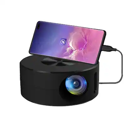 Front. Cluzine - Mini Wired Screen Mirror Multimedia Projector, Multi-Port Support, Built-in Speaker, 100" Projection.