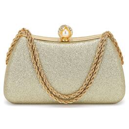 Unique Bargains - Luxury Glitter Clutch Purse for Women, Sequin Evening Bag with Pearl Sparkly Wedding Handbag for Bride Party - Gold