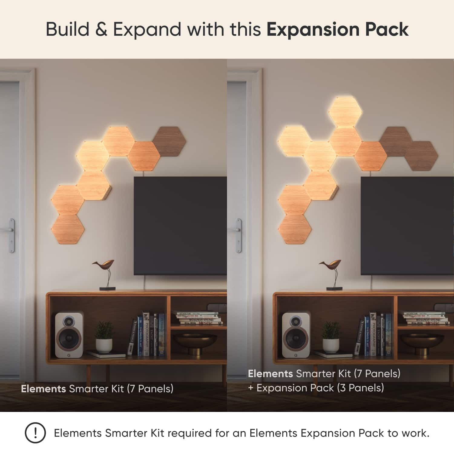 Nanoleaf shops Elements Wood Look Hexagons Expansion Pack - 3 Panels