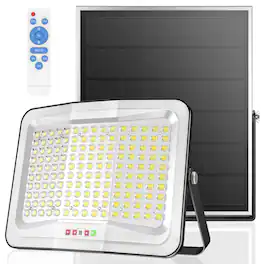 Adewalk - 5000LM Solar Flood Light, Motion Sensor, IP66, 16ft Cable, Dusk-to-Dawn - White