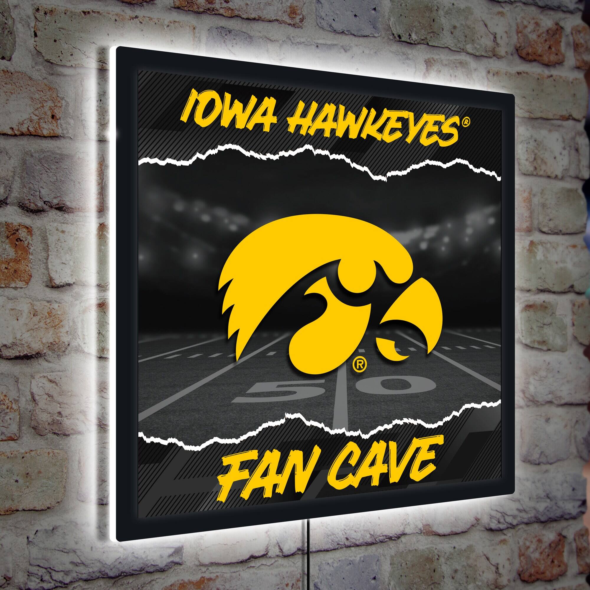Iowa Hawkeyes 23" LED Fan Cave Square-Shaped Lighted Wall Sign