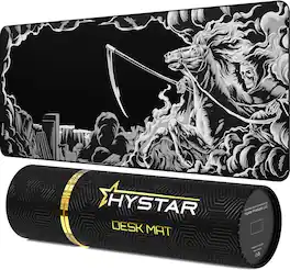Hystar - Extended Gaming Mouse Pad | XXL 36" x 16" | 5mm Thick Desk Mat, Waterproof Surface, Smooth Polyester, and Rubber Base - Death