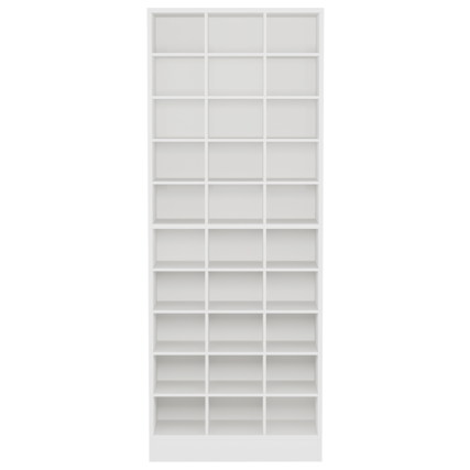 Front. TinyHomie - 25.6 Inches 10-Tier White Wooden Shoe Storage Cabinet Modern 30-Cubby Wooden Shoe Rack Organizer - White.