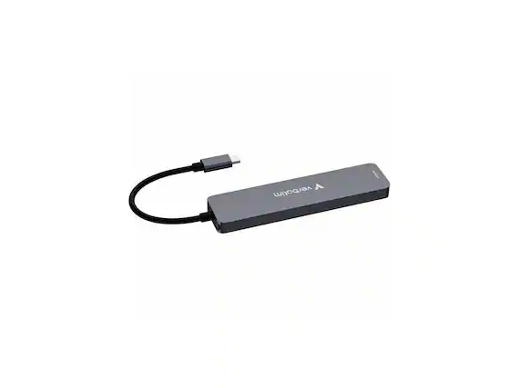 Front. Verbatim - Verbatim USB-C Hub - 7 Ports, 4K, USB, SD, microSD - Gray.