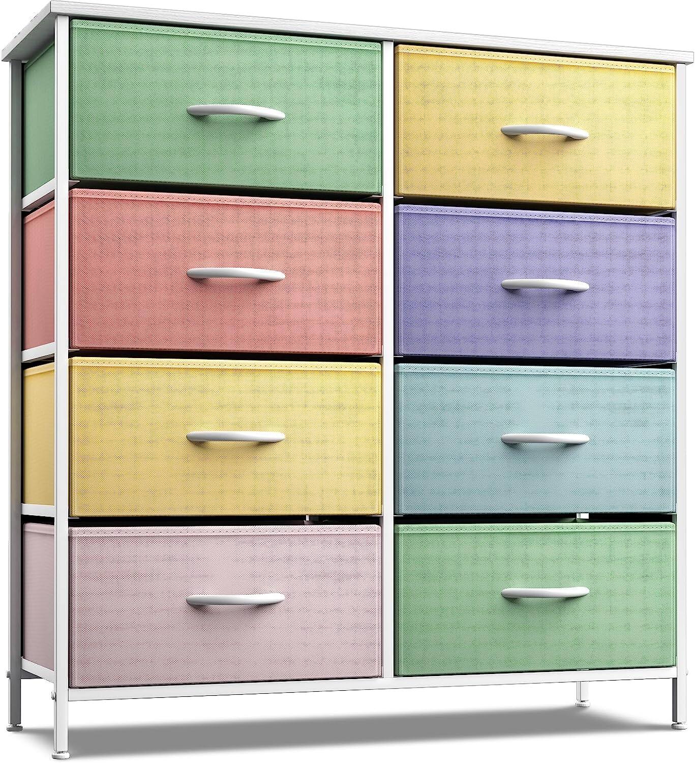 Sorbus - Kids Dresser with 8 Drawers, Furniture Storage Chest Tower Unit for Bedroom, Hallway, Closet - Pastel