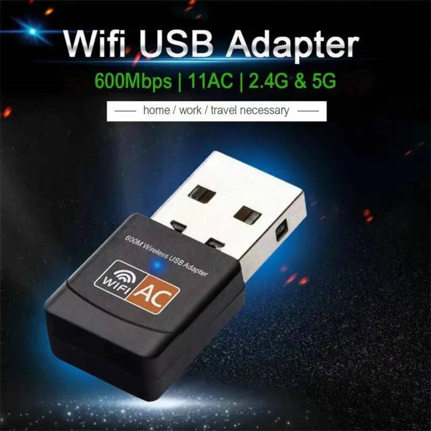 Wifi USB Adapter  
600Mbps | 11AC | 2.4G & 5G  
home / work / travel necessary  

600M Wireless USB Adapter WIFI AC