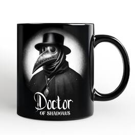 OrnamentallyYou - Plague Doctor Spooky Portrait Mug Horror Villain Theme Halloween Gift - Black
