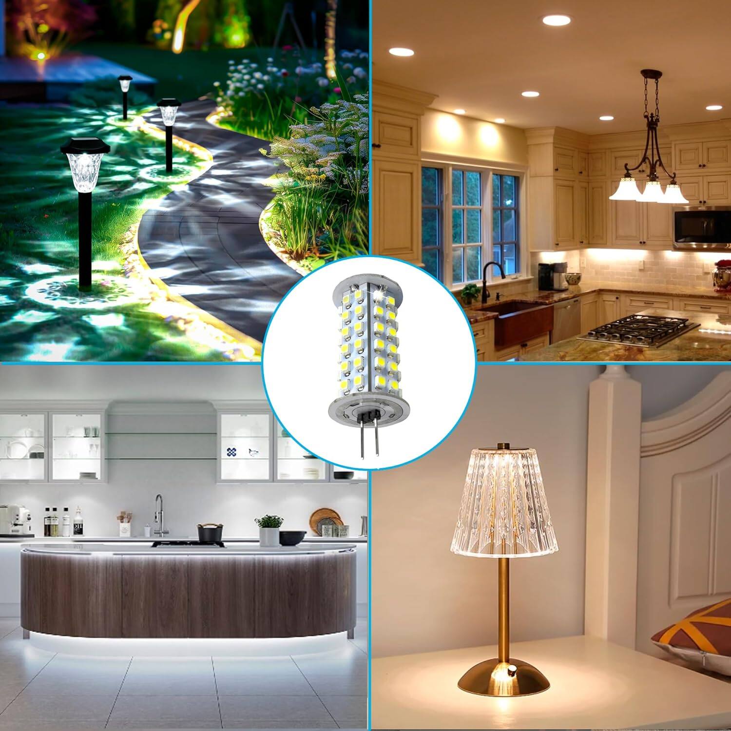 Back. HQRP - HQRP LED Bulb Tower Type G4, 66 LEDs, SMD 3528, Cool White 6300K-7000K,12V AC/DC, 5W, 330-400 Lumen.