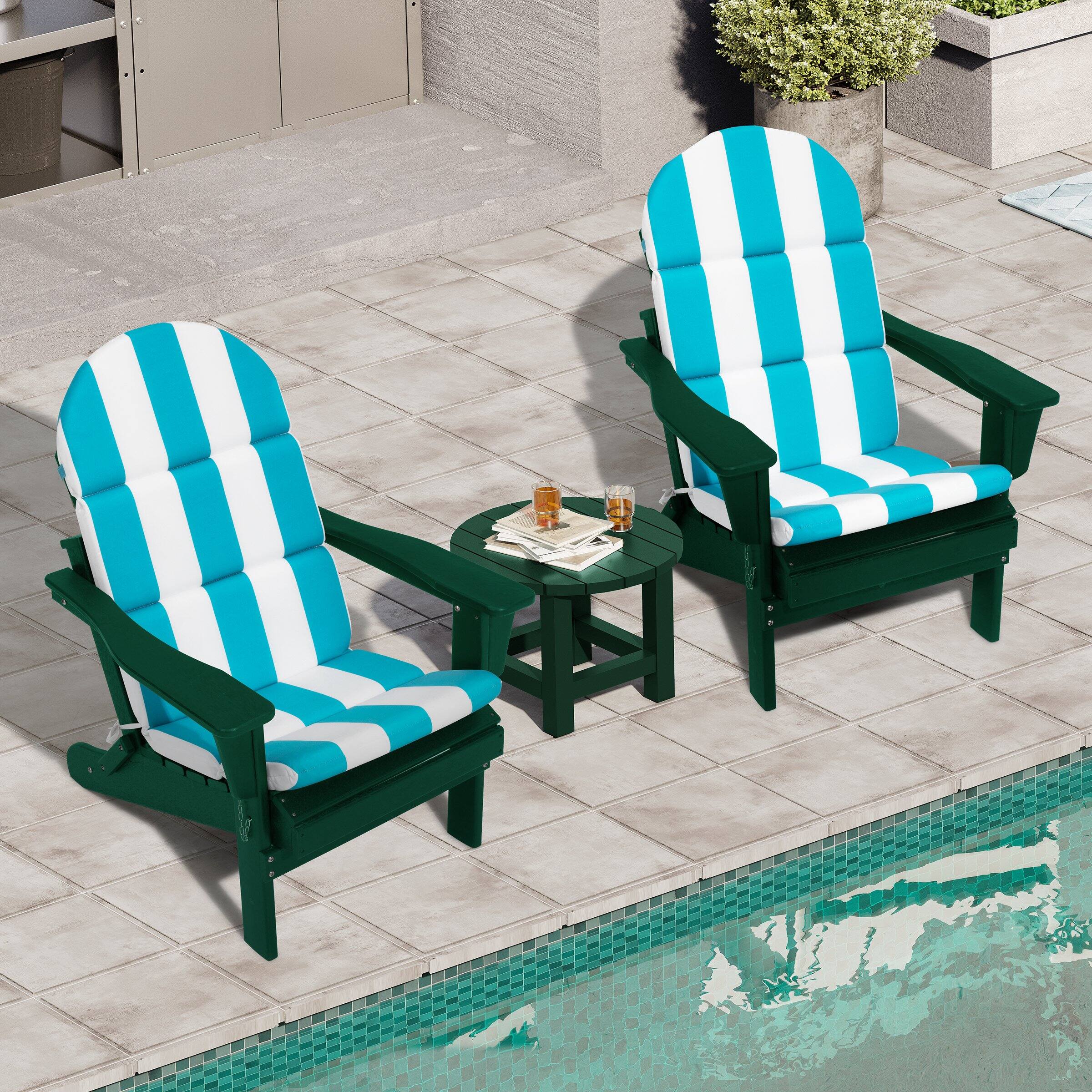 Angle. Crestlive Products - Crestlive Products Outdoor Adirondack Patio Chair Cushion - Blue white.