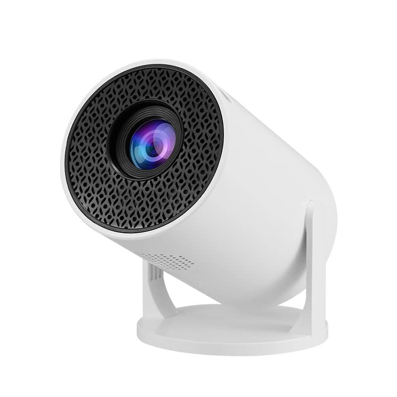 Cluzine - White Mini Multimedia Projector, 180° Flexible Projection, Auto Correction, Built-in Speaker