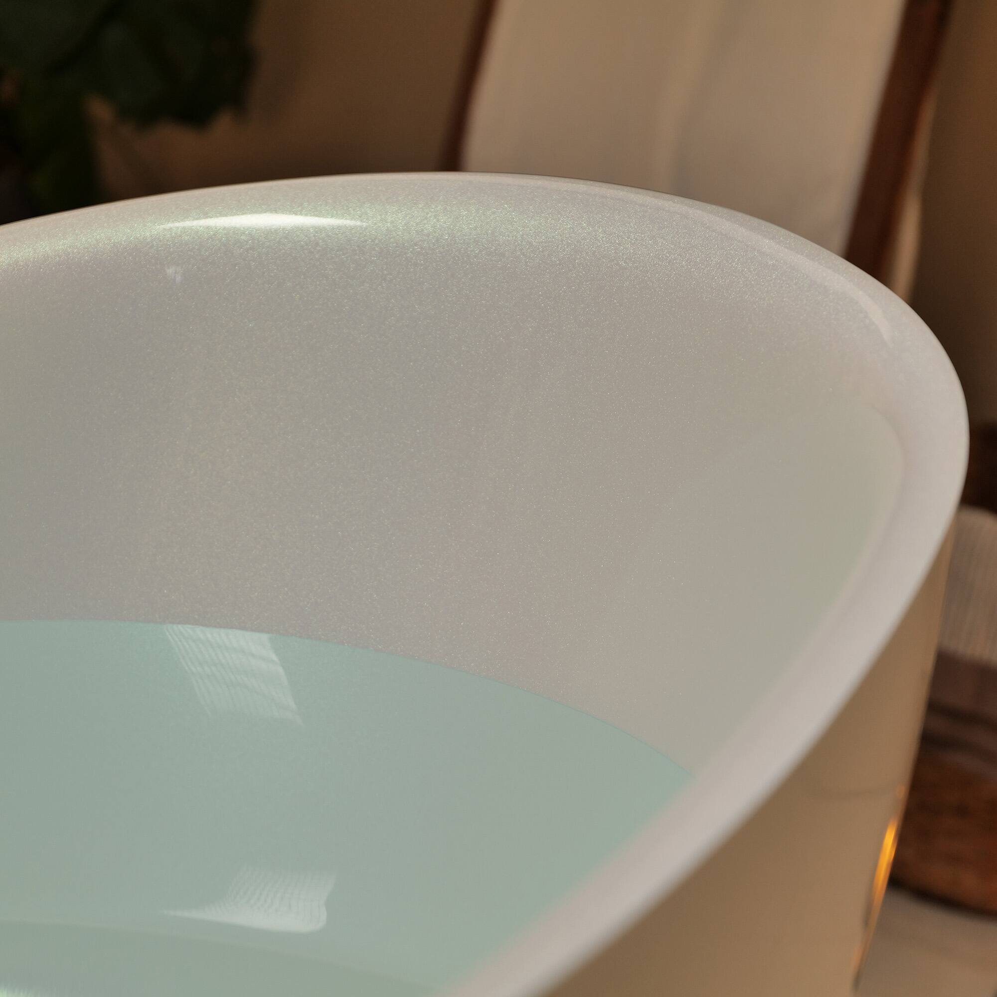 Alt View 1. Empava - Artistic Style 67 in. x 30.7 in. Acrylic Center Drain Freestanding Flat Bottom Bath Oval Soaking Bathtub in Pearl White - White.