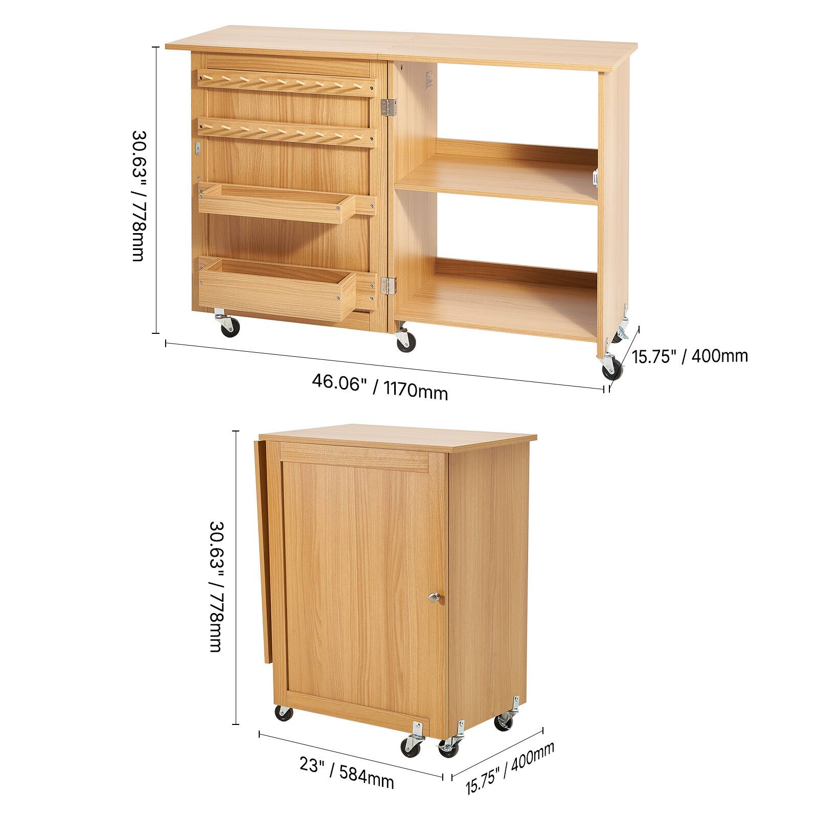 - 30.63" / 778mm
- 46.06" / 1170mm
- 15.75" / 400mm
- 23" / 584mm
- 15.75" / 400mm