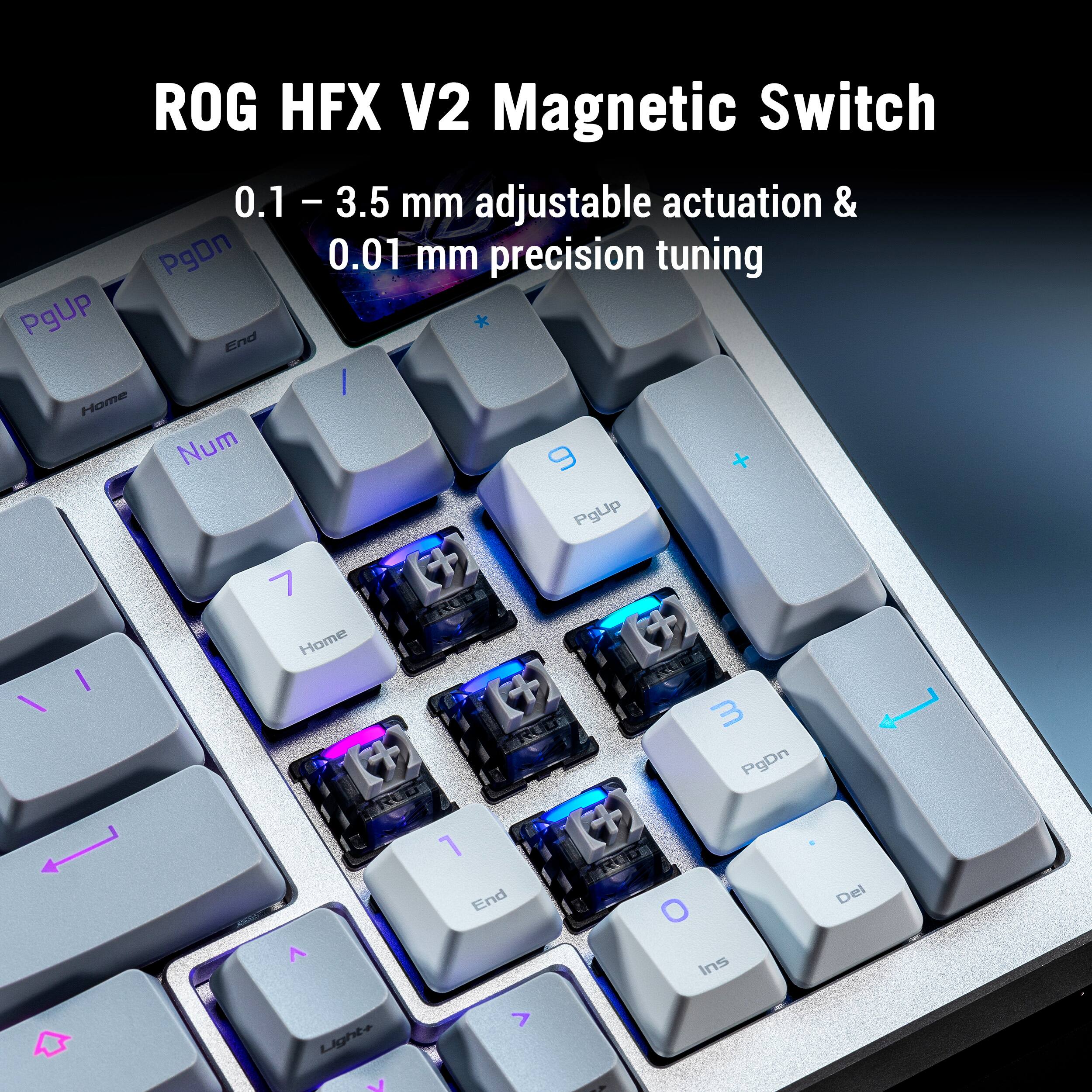 ROG HFX V2 Magnetic Switch  
0.1 – 3.5 mm adjustable actuation & 0.01 mm precision tuning
