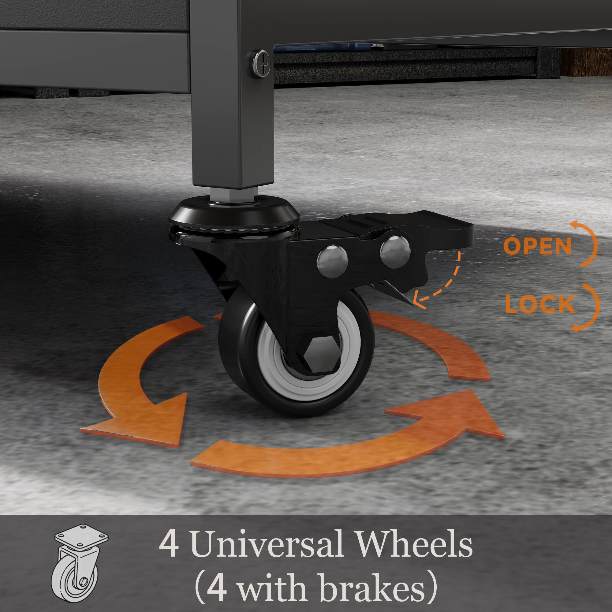 4 Universal Wheels (4 with brakes)