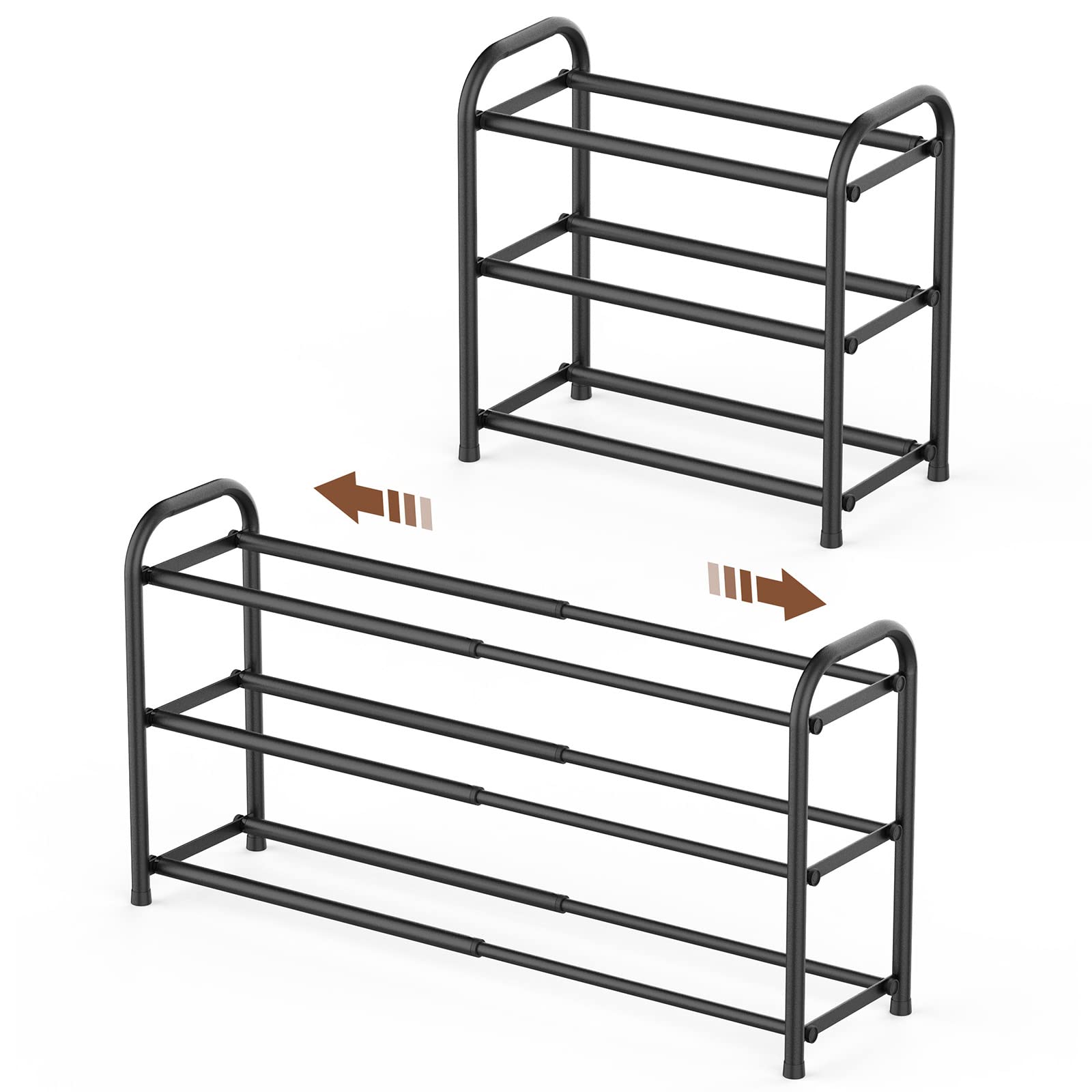 Angle. Refined Abode Design - Shoe Rack Storage Shelf Organizer Rack Small Space Home Household Essential Item Solution Design - Black 3 Tier.