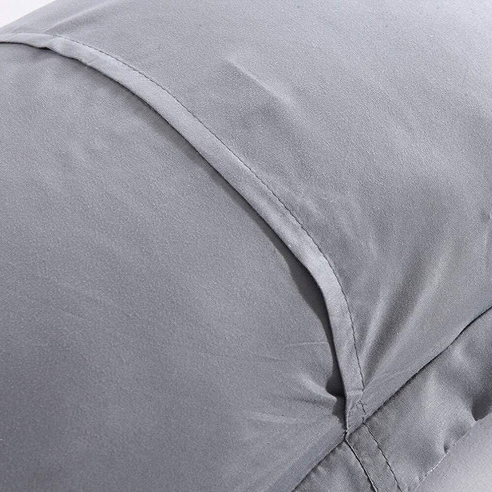 Left. MarCielo - 2-Pack Embroidered Solid Color Pillow Shams Polyester - Grey.