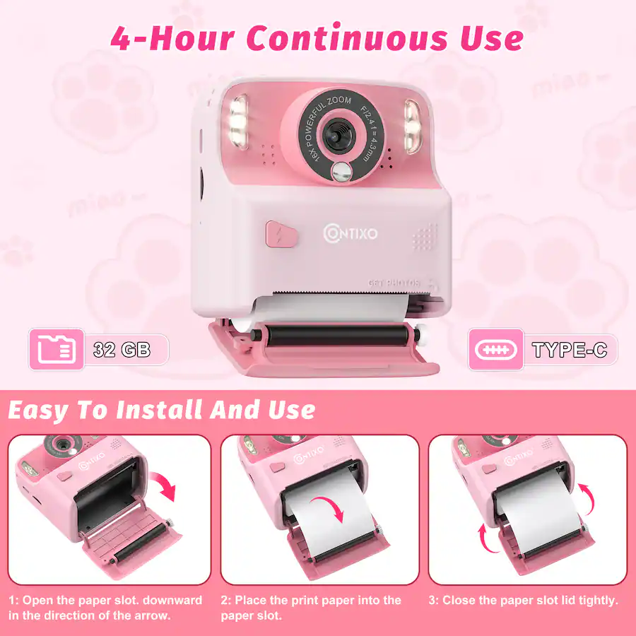 Contixo KC2 Kids Camera Instant Print 1080P Kids Instant, 2.4 Inch ...