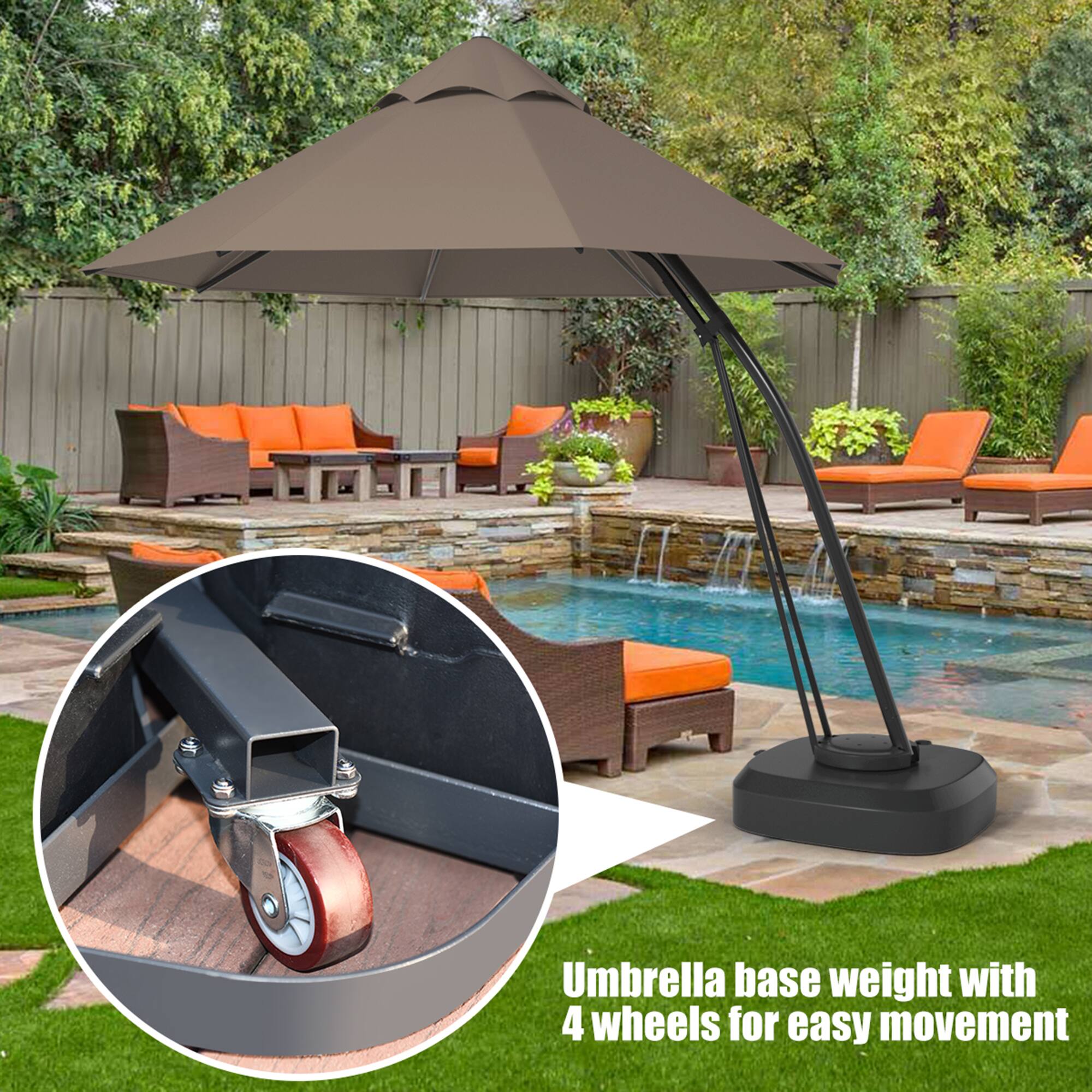 Umbrella base weight with 4 wheels for easy movement