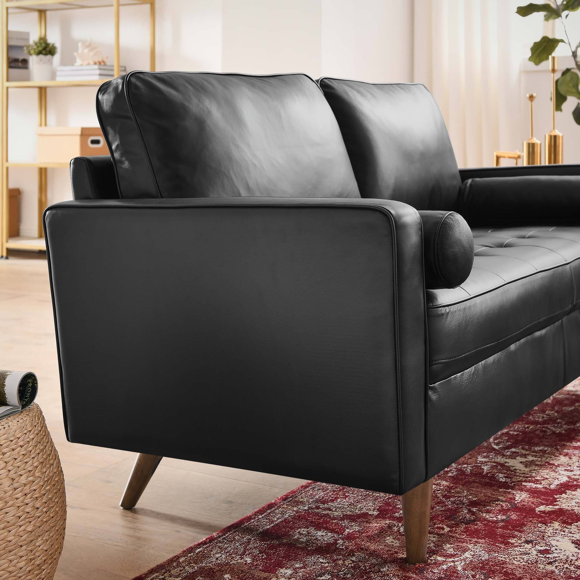 Back. Modway - Valour Leather Loveseat by Modway - Black.