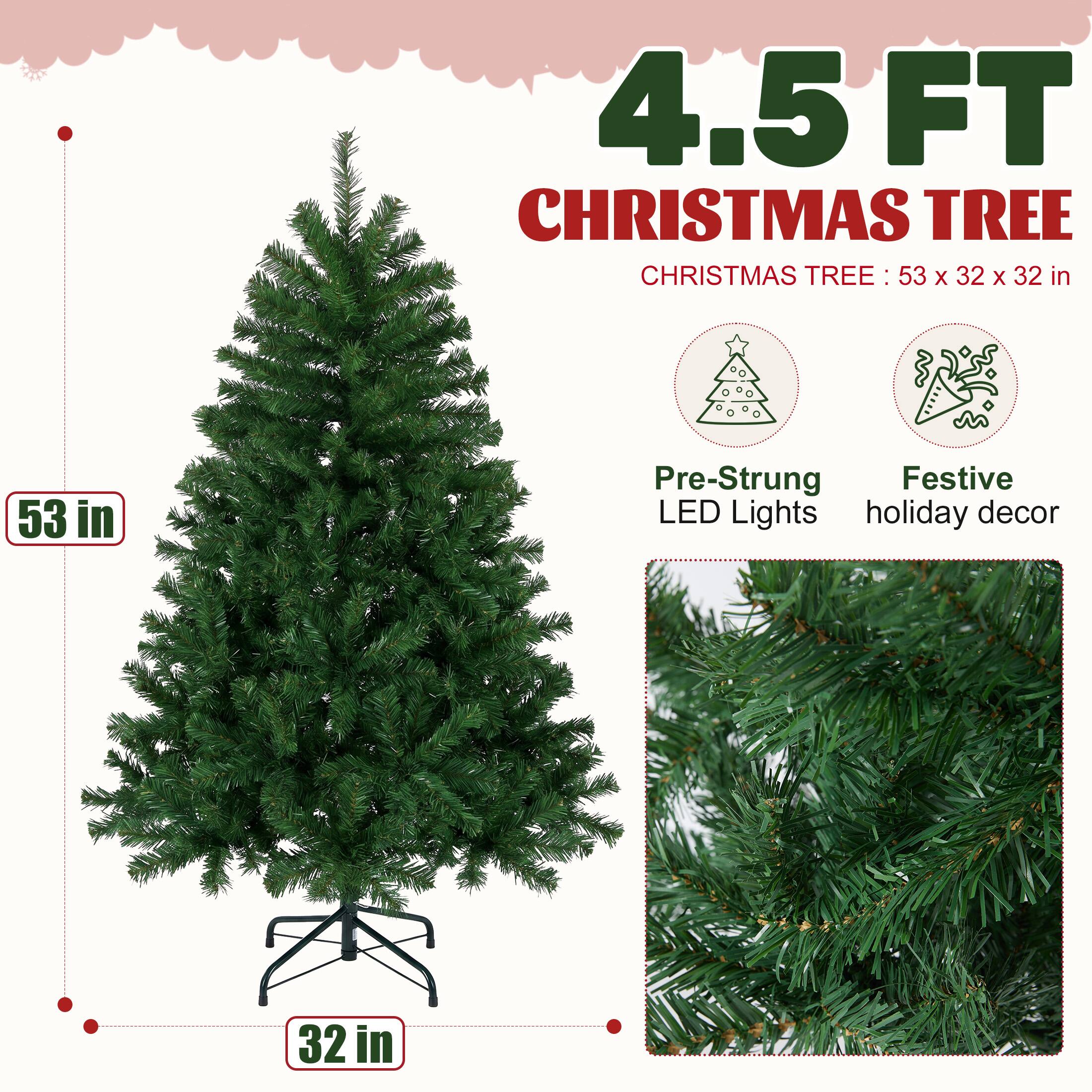 4.5 FT CHRISTMAS TREE  
CHRISTMAS TREE: 53 x 32 x 32 in  
Pre-Strung Festive LED Lights holiday decor