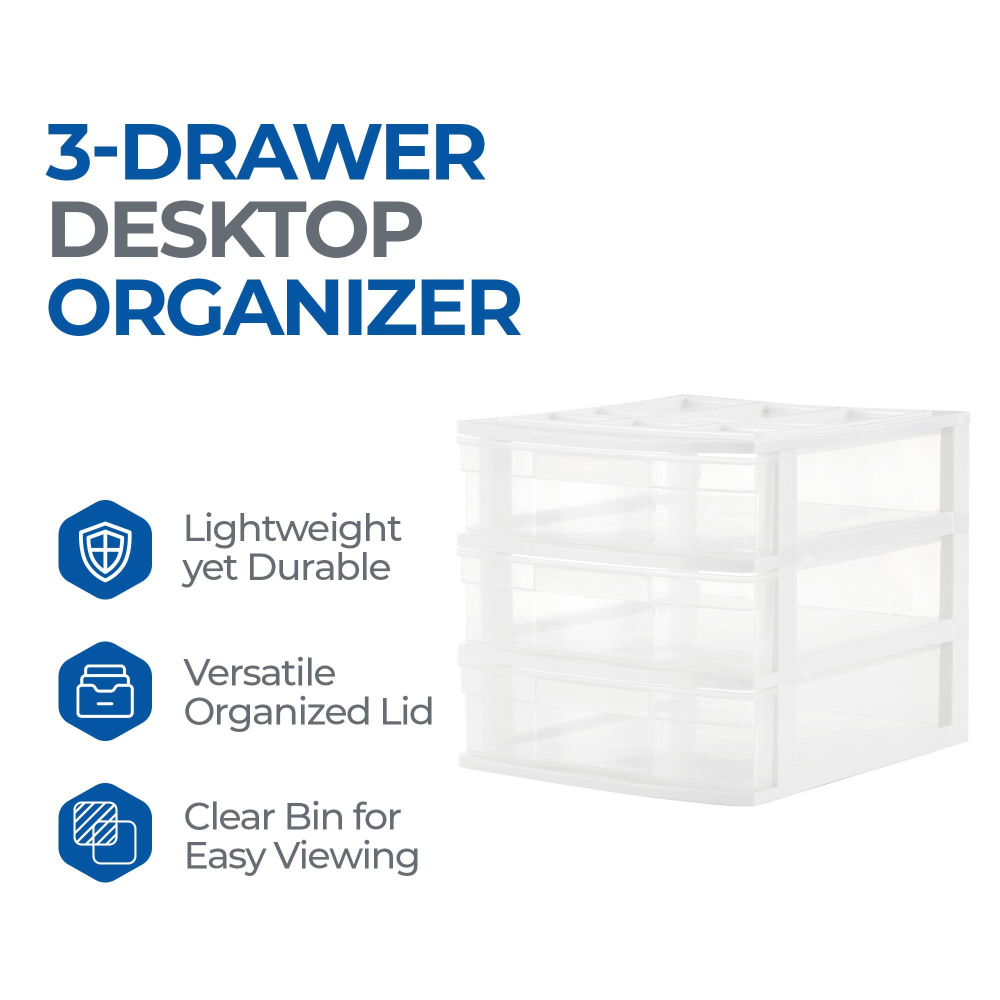 3-Drawer Desktop Organizer

- Lightweight yet Durable
- Versatile Organized Lid
- Clear Bin for Easy Viewing